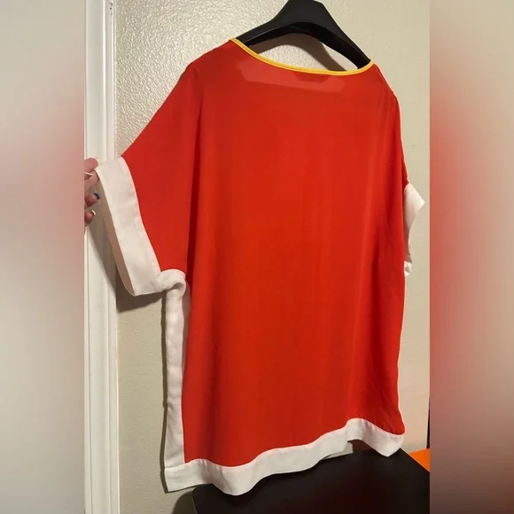 Peter Nygard Bold Orange and White Blouse- size xxl - Picture 3 of 7